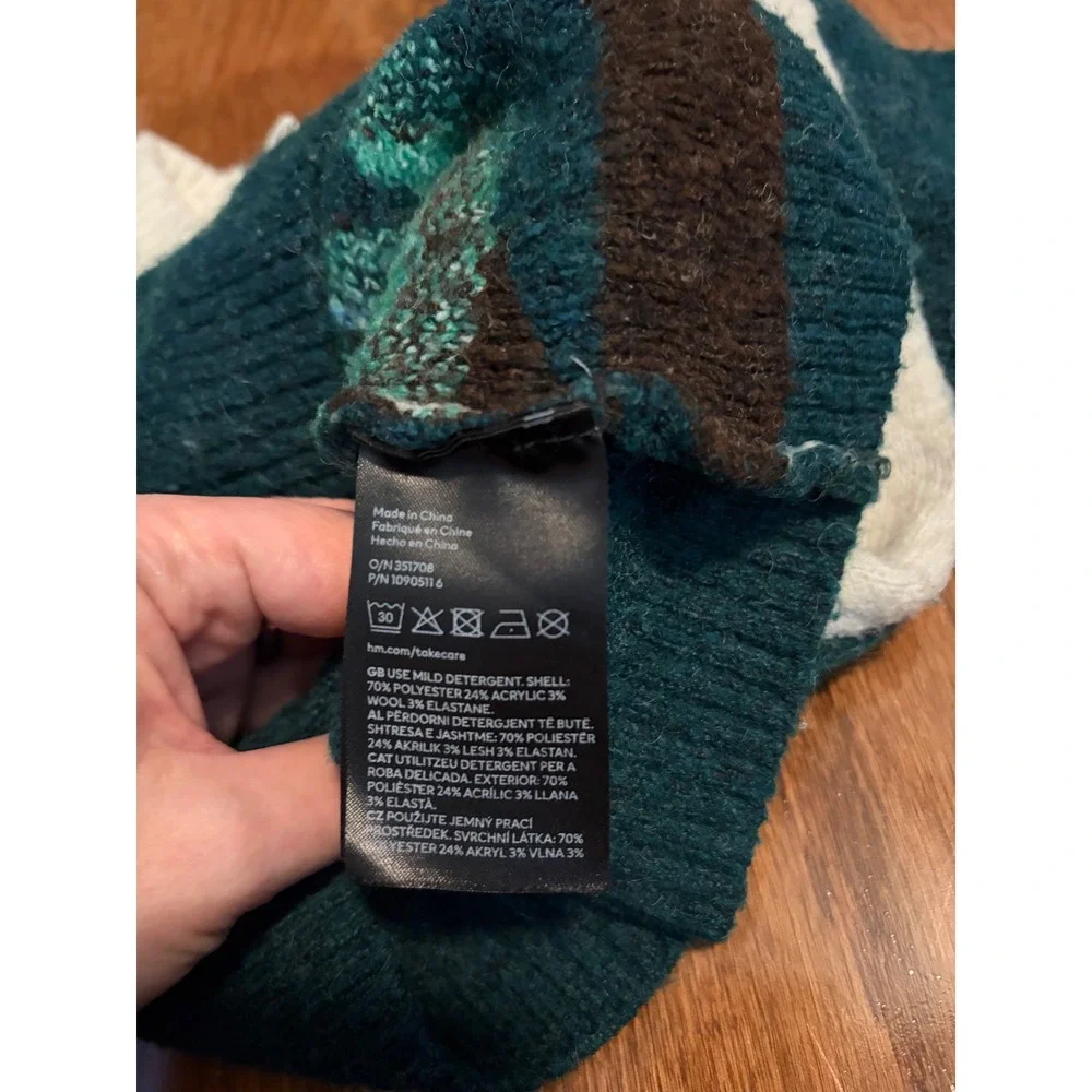 H&M Sweater Intarsia Mountain Landscape Multicolor Knit Pullover 2T‎